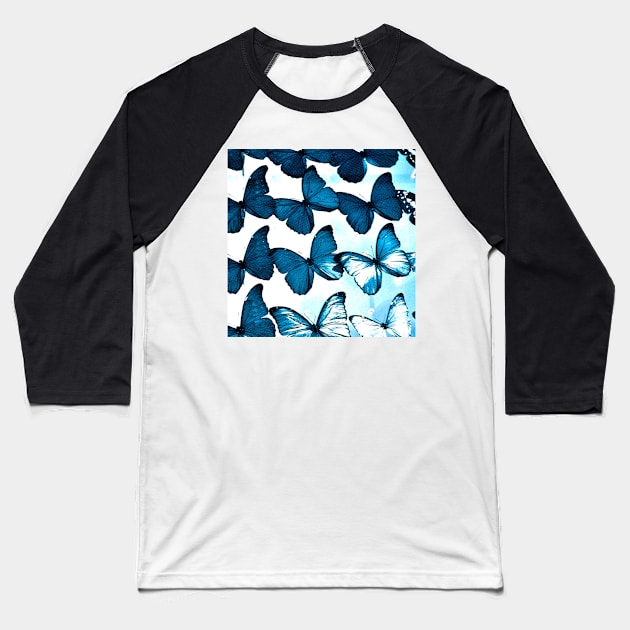 Blue Butterflies Baseball T-Shirt by Ludwig Wagner